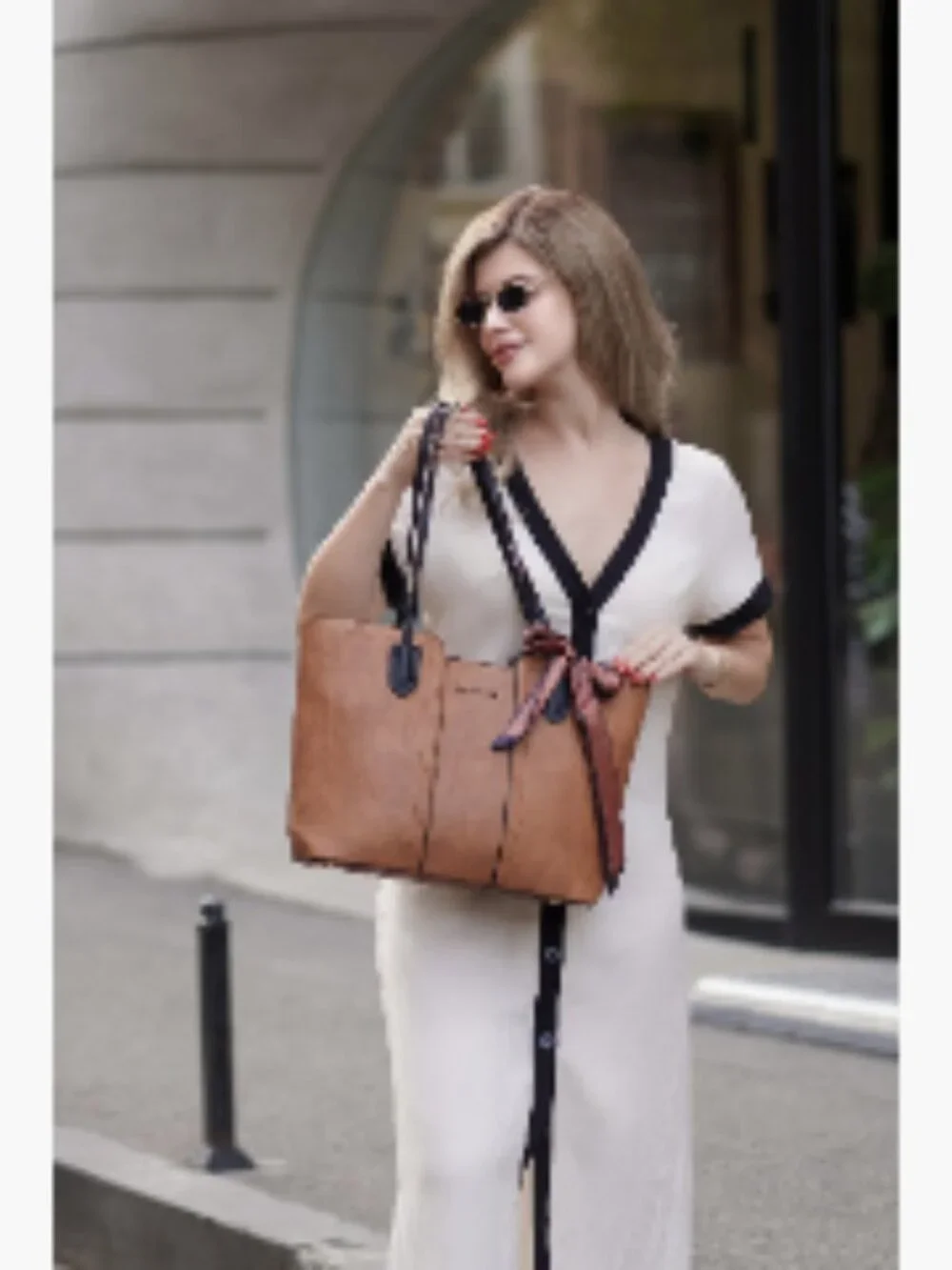 Vegan Leather Tote Bag Satchel Purse with Scarf Work Bag Women